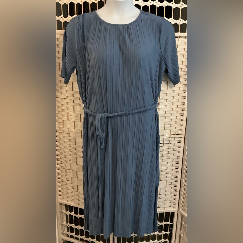 Wonderly Powder Blue Midi Dress with Belt